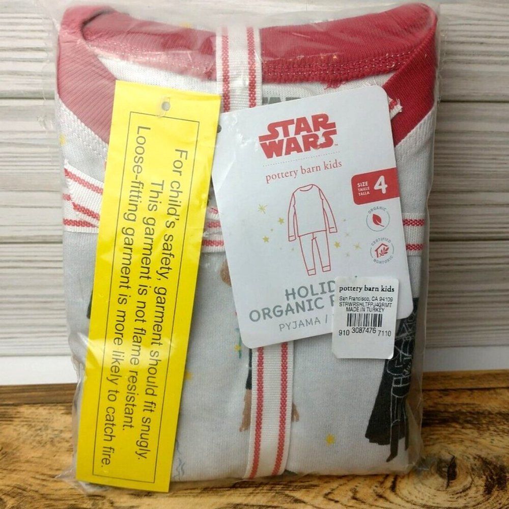 Pottery Barn Kids Disney Star Wars Holiday Organic Pajamas Size 4